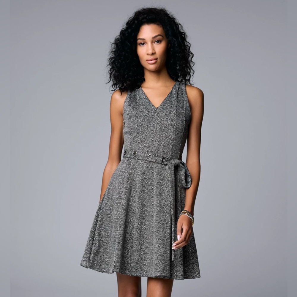Simply Vera Vera Wang Seamed Knit Mini Fit & Flare Dress Size L